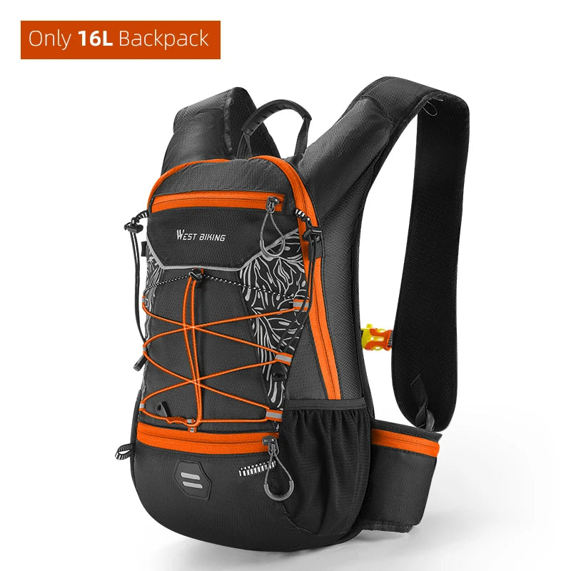 WEST BIKING 7L/16L Cycling Backpack Breathable Reflective Outdoor Climbing Hiking Hydration Backpack Bike Helmet Storage Bag