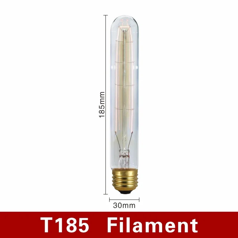 40W Retro Edison Bulb E27 220V Light Bulb A60 ST58 ST64 T10 T45 T185 G80 G95 Filament Vintage Ampoule Incandescent Spiral Lamp