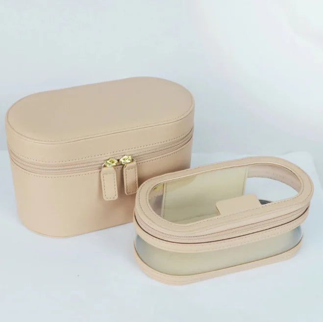 Travel portable multi functional fashionable makeup bag large capacity transparent cosmetic bag with small bag