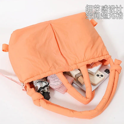 Simple Vintage Large Capacity Handbags Designer Soft Women Shoulder Crossbody Bags Casual Nylon Padded Tote Bag