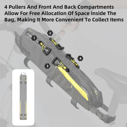 Rhinowalk BIke Extra Long  Top Tube Bag Large Water-Resistant Bikepacking For MTB&Road Bike With 18 Inch Or Larger Frame Length