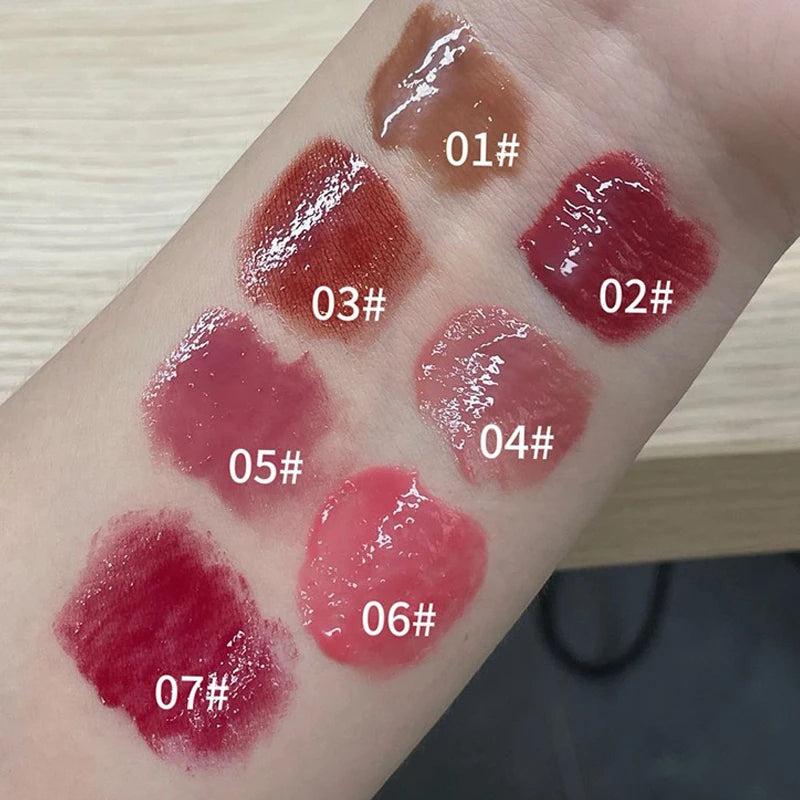 Strawberry Brown Jelly Lipstick Water Gloss Mirror Lip Gloss Moisturizing Hydrating Water Light Lip Stick Non-Sticky Lips Makeup