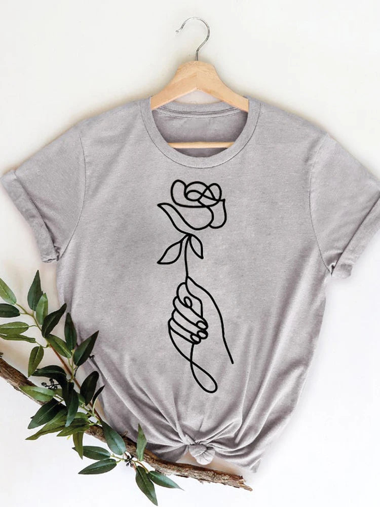 Summer Clothing leopard love heart sweet Fashion Women Tee T-shirts Casual Short Sleeve Regular Female Graphic T Shirt Clothes