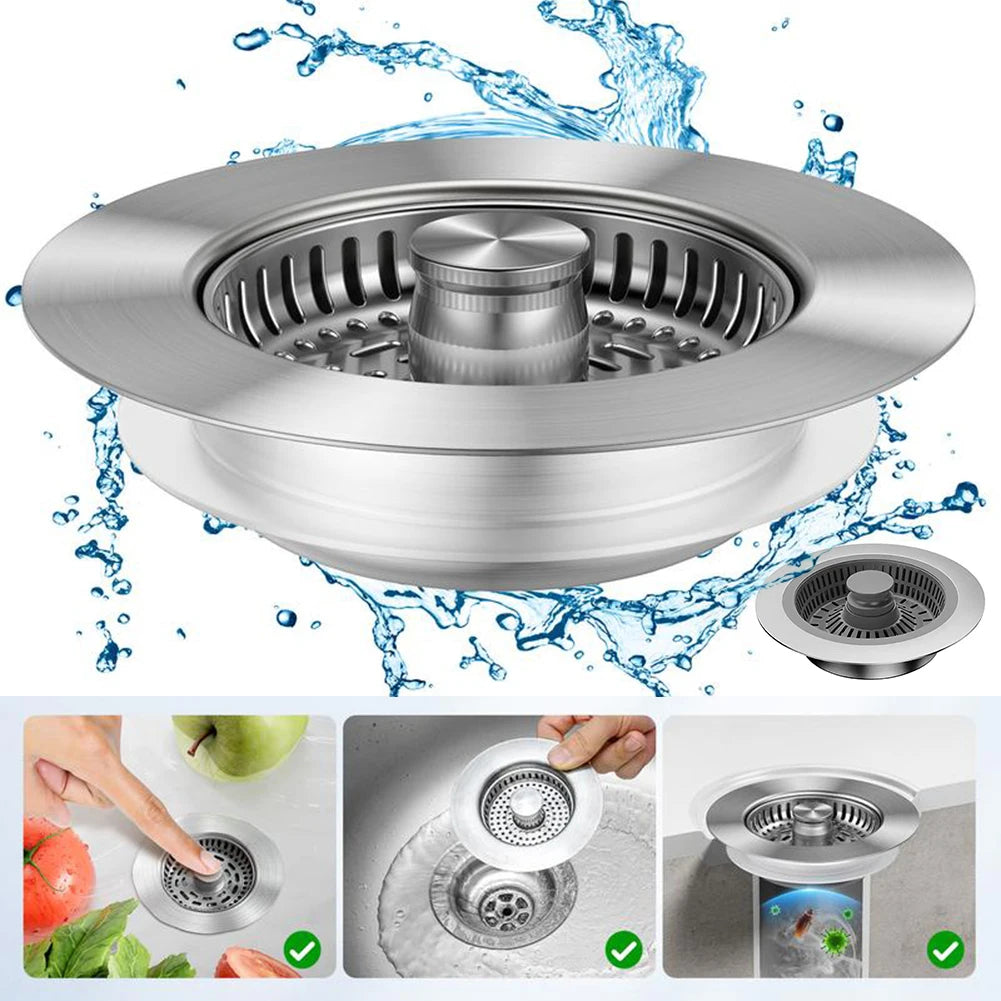 3 in 1 Kitchen Sink Drain Strainer General Anti-clogging Pops-Up Stopper Sink Filter Plug for Garbage Disposal for Kitchen Sink