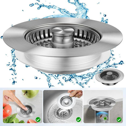 3 in 1 Kitchen Sink Drain Strainer General Anti-clogging Pops-Up Stopper Sink Filter Plug for Garbage Disposal for Kitchen Sink
