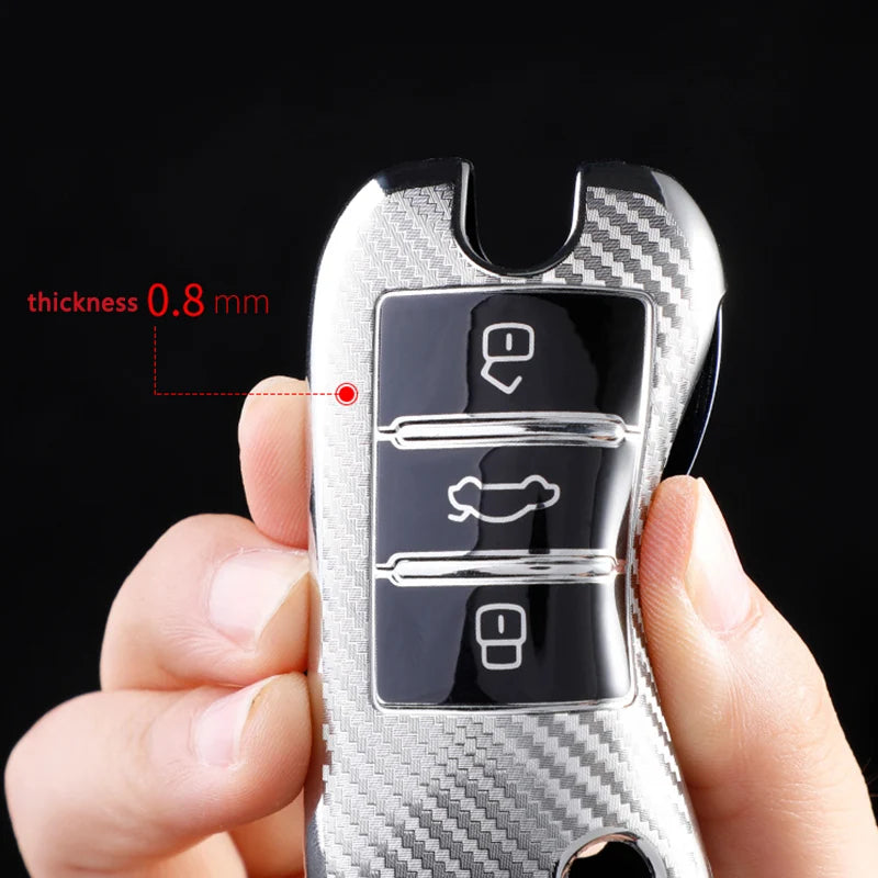 TPU Carbon Fiber Car Flip Key Case Cover Bag Holder Keychain for Roewe RX5 MG3 MG5 MG6 MG7 MG ZS GT GS 350 360 750 W5