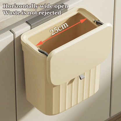 8.5/12L Hanging Trash Can For Kitchen Cabinet Door Wall Mounted Bathroom Wastebasket Toilet Trash Bin with Lid Garbage bag