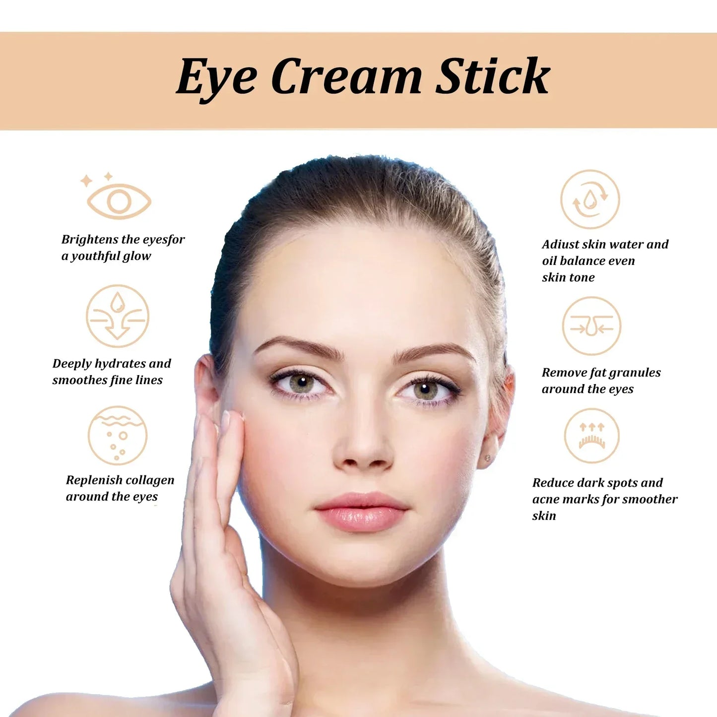 Snail Peptide Eye Cream stick reduce Dark Circles Eye Bags Firming Brightener Anti aging nourishing moisturize Eye Cream