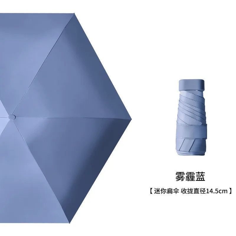 UPF50+ Mini Umbrella Sunny and Rain Pocket Umbrella Capsule Rainproof Sun Protection Outdoor Traveling Portable Parasol Umbrella