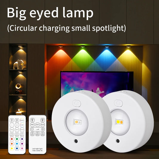 RGB White Led Night Light with IR Remote Control Rechargeable Lamp Wireless Under Cabinet Lights Spotlight for Display Closet