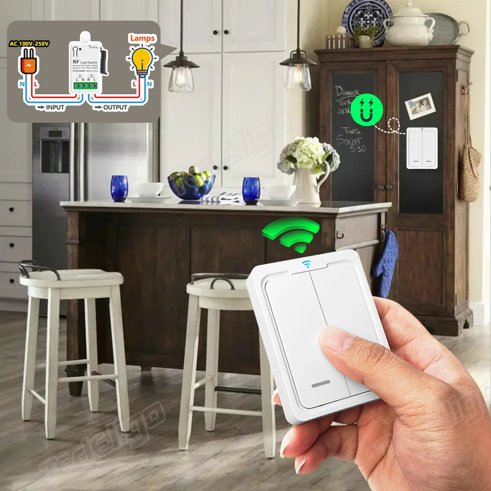 RF 433Mhz Wireless Light Switch 10A Mini Relay Receiver 1/2/4 Gang wall Panel Remote Control Interruptor For LED Lamp 110V 220V