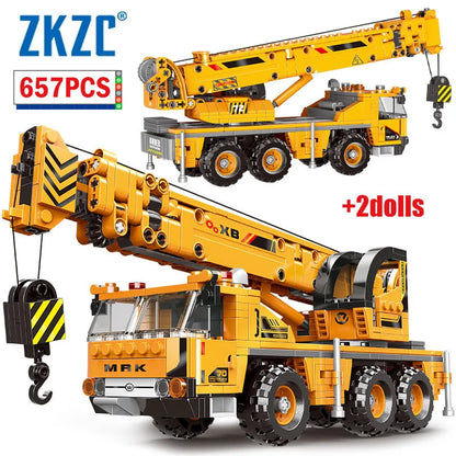 ZKZC City Engineering Vehicle Excavating Machine Building Block Dump Truck Hang Vehicle Brick Toys Series Children Gifts