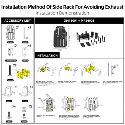 Rhinowalk Motorcycle Side Bag Accessories For MJX2004 Installing Fit Motor Irregularly Curved Bracket Avoiding Touch Exhaust
