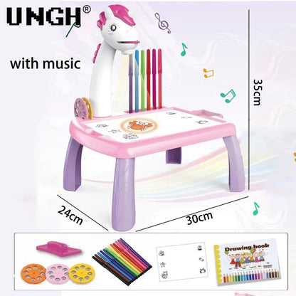 UNGH Children led projector drawing table toy painting set table educational board learning tools painting toys for children