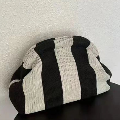 Summer Beach Bag Clutch Purses for Women Woven Crochet Handbags Dumpling Hobo Colorblock Bag Bohemian Ruched Purses Knit Clutch