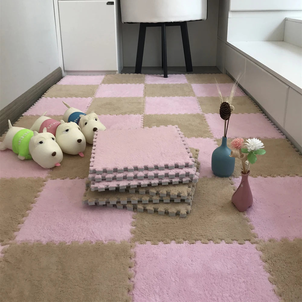 Soft Plush Children's Mat Baby Toys Eva Foam Puzzle Carpet Warm Children Play Mats Interlocking Rugs Infant Carpet 30*30*1cm