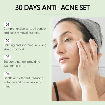 Salicylic Face Care Set Cleansing Pores Cleanser Moisturizing Toner Oil Control Serum Anti Acne Face Cream Smoothing Skin Care