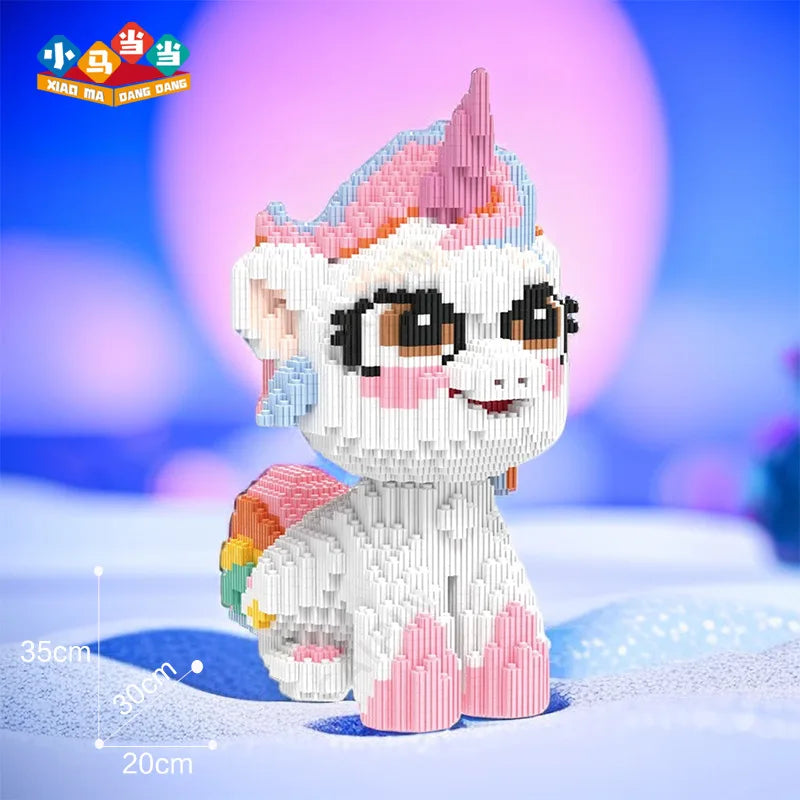 Sitting unicorn building blocks Puzzle assembly DIY decompression toys decoration Adult children gift creative Fantastic animals