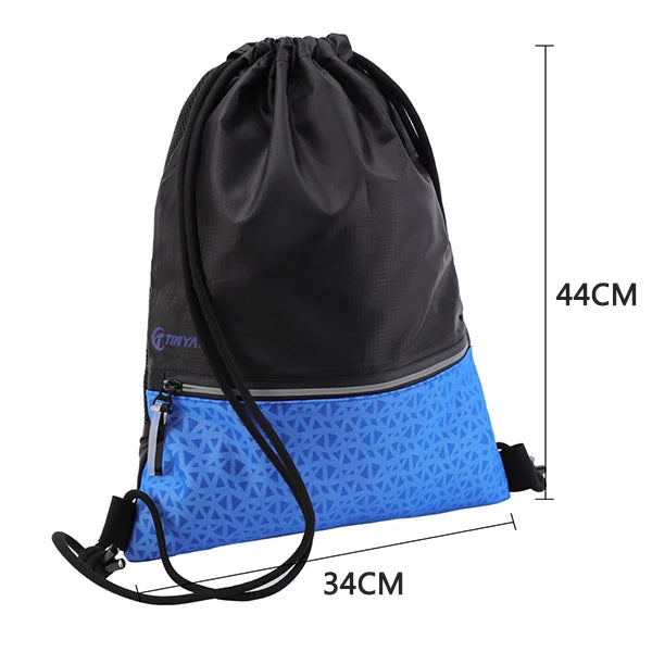 TINYAT Heavy-Duty Drawstring Sports Bag Waterproof polyester Backpack for Gym,Riding, Large Capacity Shoes and Clothes Organizer