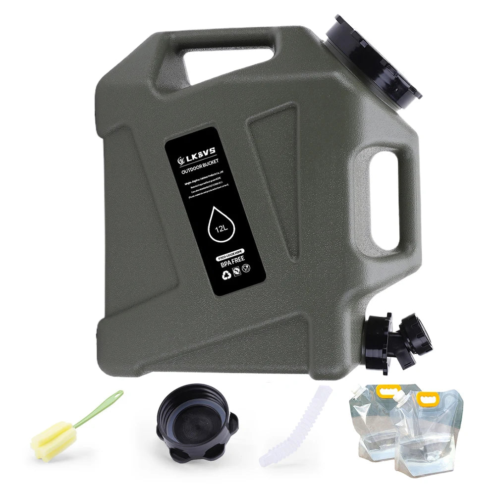 10/12L Portable Camping Water Jug BPA Free Water Tank with 2 Collapsible Water Bag for Camping Car Outdoor Hiking Picnic Fishing
