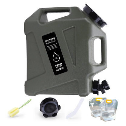 10/12L Portable Camping Water Jug BPA Free Water Tank with 2 Collapsible Water Bag for Camping Car Outdoor Hiking Picnic Fishing