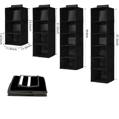 3/4/5/6 Layers Hanging Luggage Organizer Bag Large Capacity Foldable Clothes Storage Bag Portable Breathable Wardrobe Garment