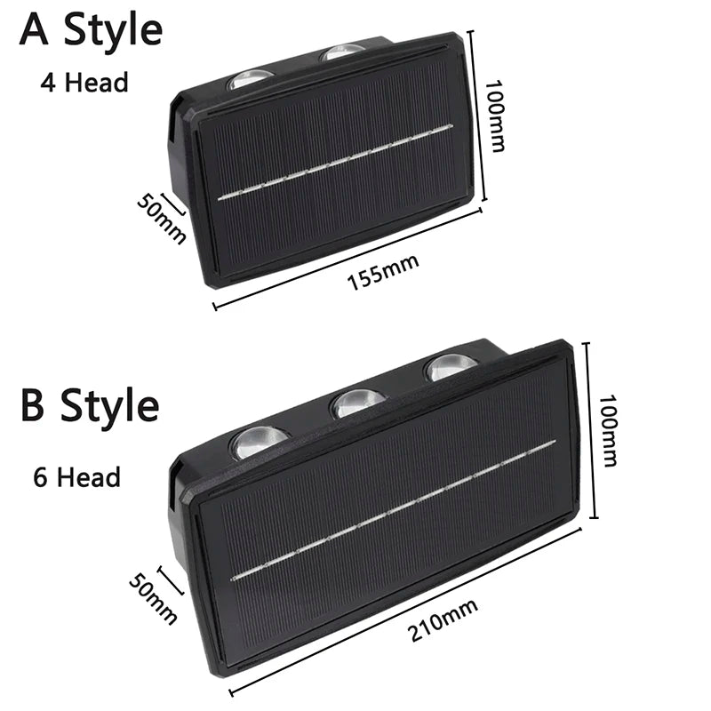 Super Bright Solar Wall Lights Outdoor Solar Lamp Waterproof Up Down Luminous Lighting Decor Garden Corridor Balcony Fence Stair