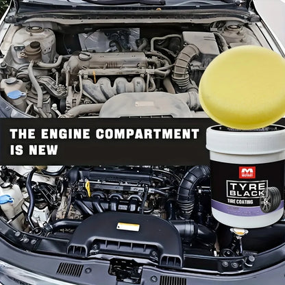 Tire Blackening Coating Wax - Hydrating Luster and Protection, Anti-Aging Tire Care Coating with Sponge Applicator
