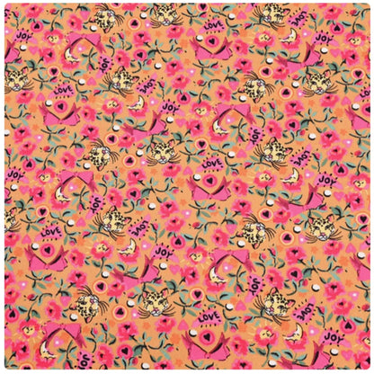 100% Cotton Canvas Fabric with Rose Flower Cartoon Print, Handmade DIY Bag, Pillow Back Cushion, Table Cloth Telas, CR-1879