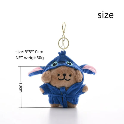 Cute Bathrobe Bear Dog Plush Keychain Kawaii Bathrobe Dress up Bag Pendant Soft Stuffed Accessories Toys For BIrthday Gift