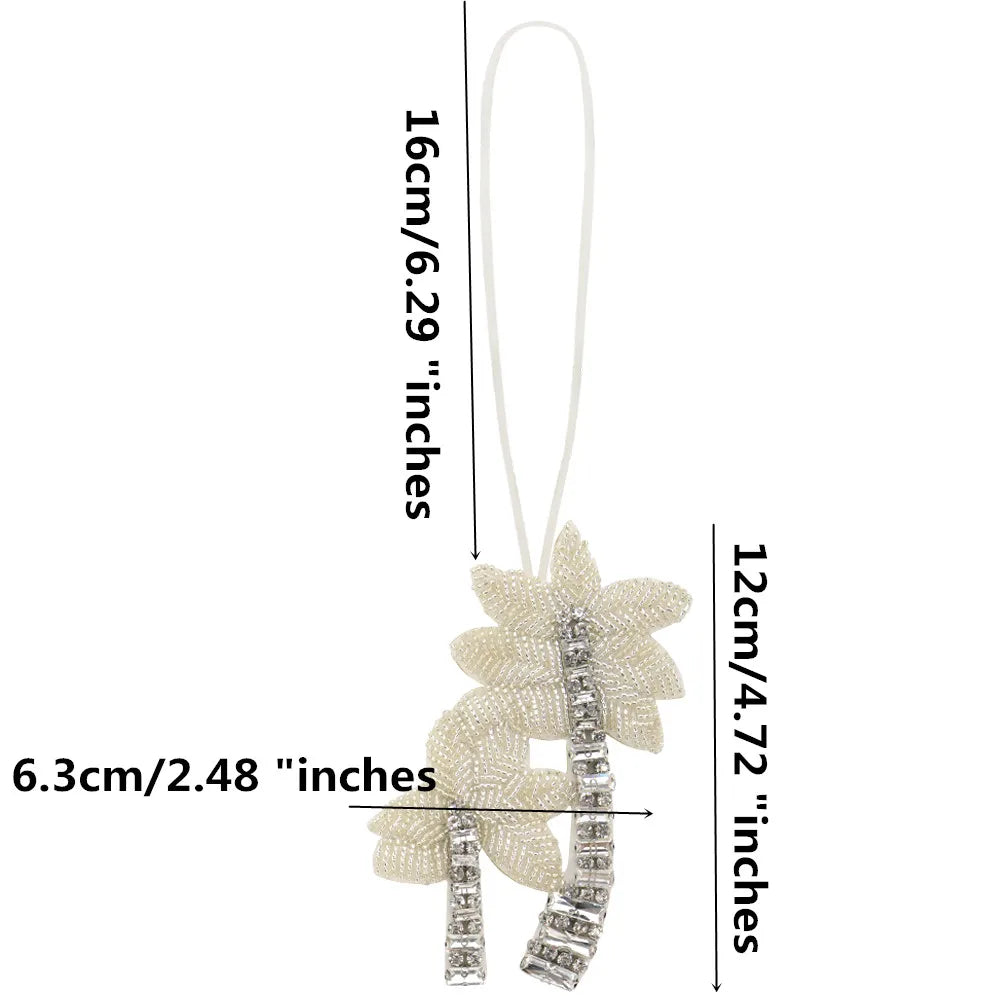 3D Handmade Rhinestone Beaded Coconut tree, butterfly hanging rope Patches Crystal Bag lanyard Patch beading Applique Patch