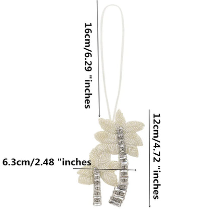 3D Handmade Rhinestone Beaded Coconut tree, butterfly hanging rope Patches Crystal Bag lanyard Patch beading Applique Patch