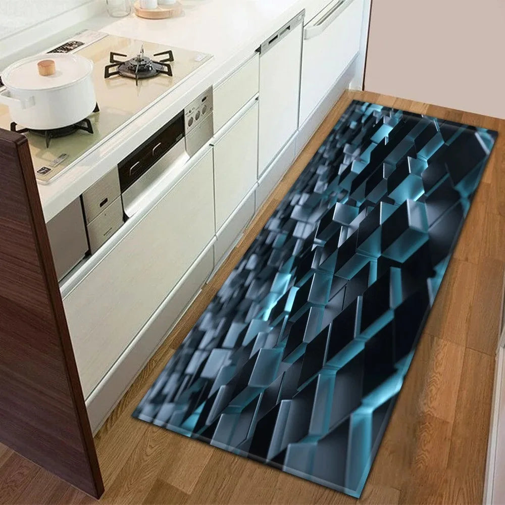 Sci-fi Geometric Square Pattern Home Kitchen Floor Mat Door Front Decoration Floor Mat
