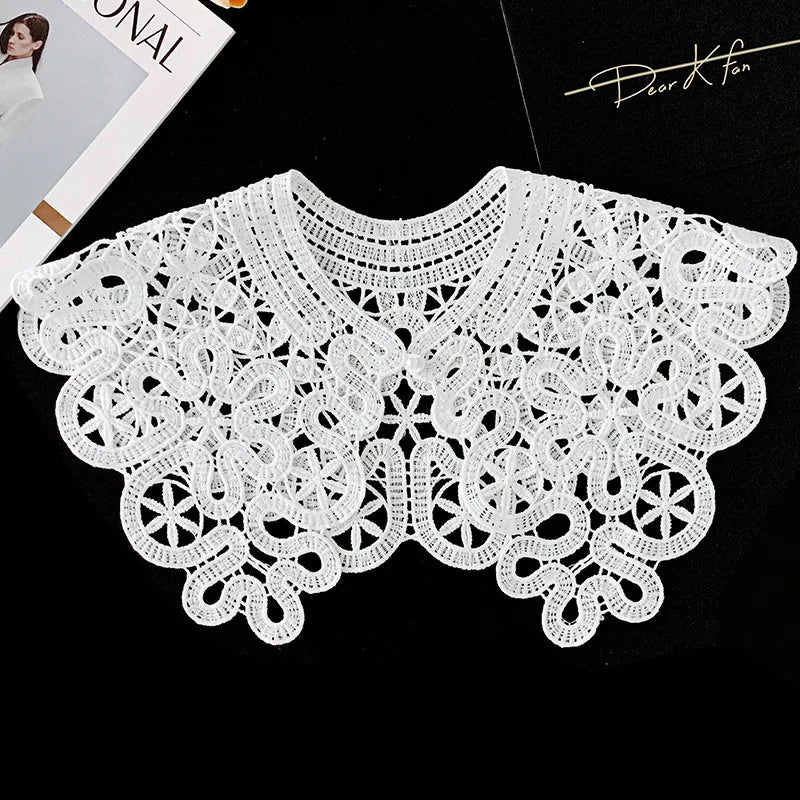Summer Knitted Hollow Thin Lace Fake Collar Shawl Pullover Short Suspender Skirt False Collar Detachable Collars Sun Protection