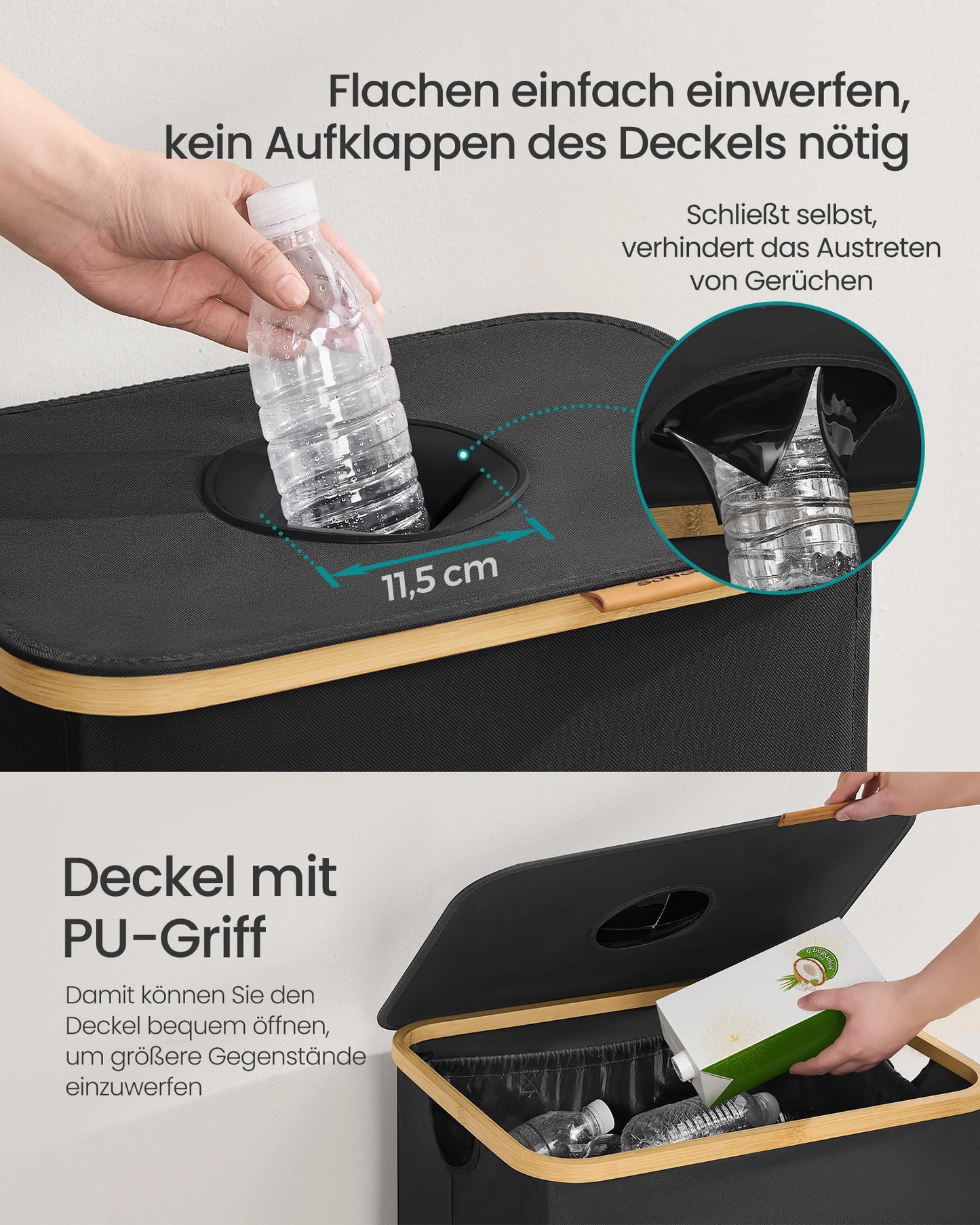 SONGMICS Deposit Bottle Collection container bottles Collector Empty Recycled container with Hole Lid Inner Bag with Handles kitchen