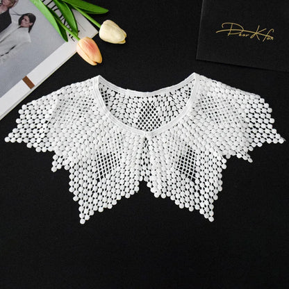 Summer Knitted Hollow Thin Lace Fake Collar Shawl Pullover Short Suspender Skirt False Collar Detachable Collars Sun Protection