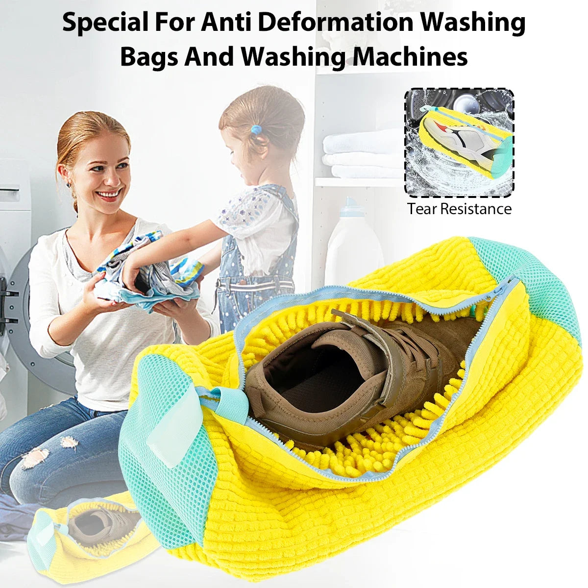 Washing Shoes Bag Padded Net Laundry Shoes Protector Fluffy fibers Polyester Sneaker Washing Friendly Laundry Bag Drying Bags