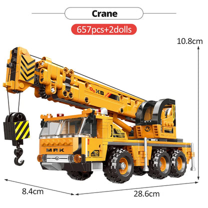 ZKZC City Engineering Vehicle Excavating Machine Building Block Dump Truck Hang Vehicle Brick Toys Series Children Gifts