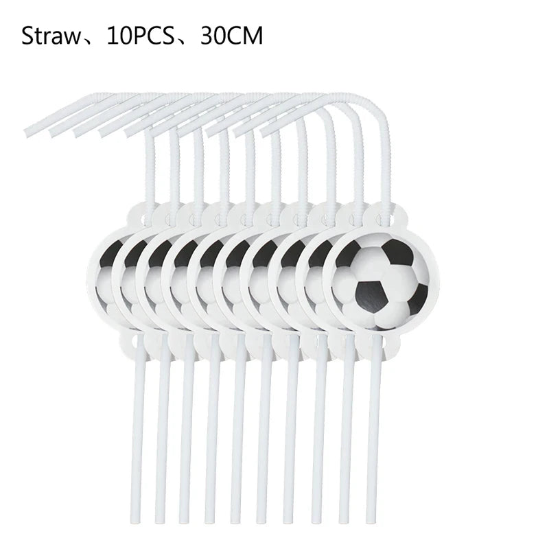 White Football Birthday Party Decorations Soccer Disposable supplies Tablecloth bag balloons children favors Kids Boys Baby game