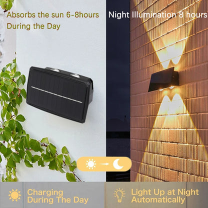 Super Bright Solar Wall Lights Outdoor Solar Lamp Waterproof Up Down Luminous Lighting Decor Garden Corridor Balcony Fence Stair