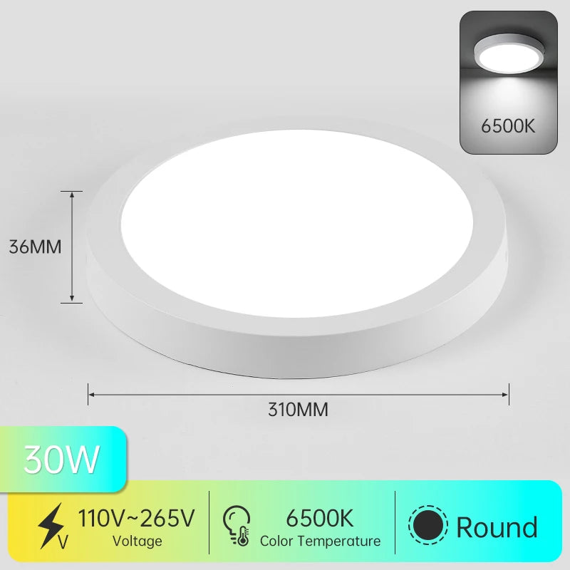 Super Bright Ceiling Light LED 15-50W Indoor Lustre Panel Lamp Kitchen Bedroom Living Room Decor Modern 220V Ceiling Chandelier