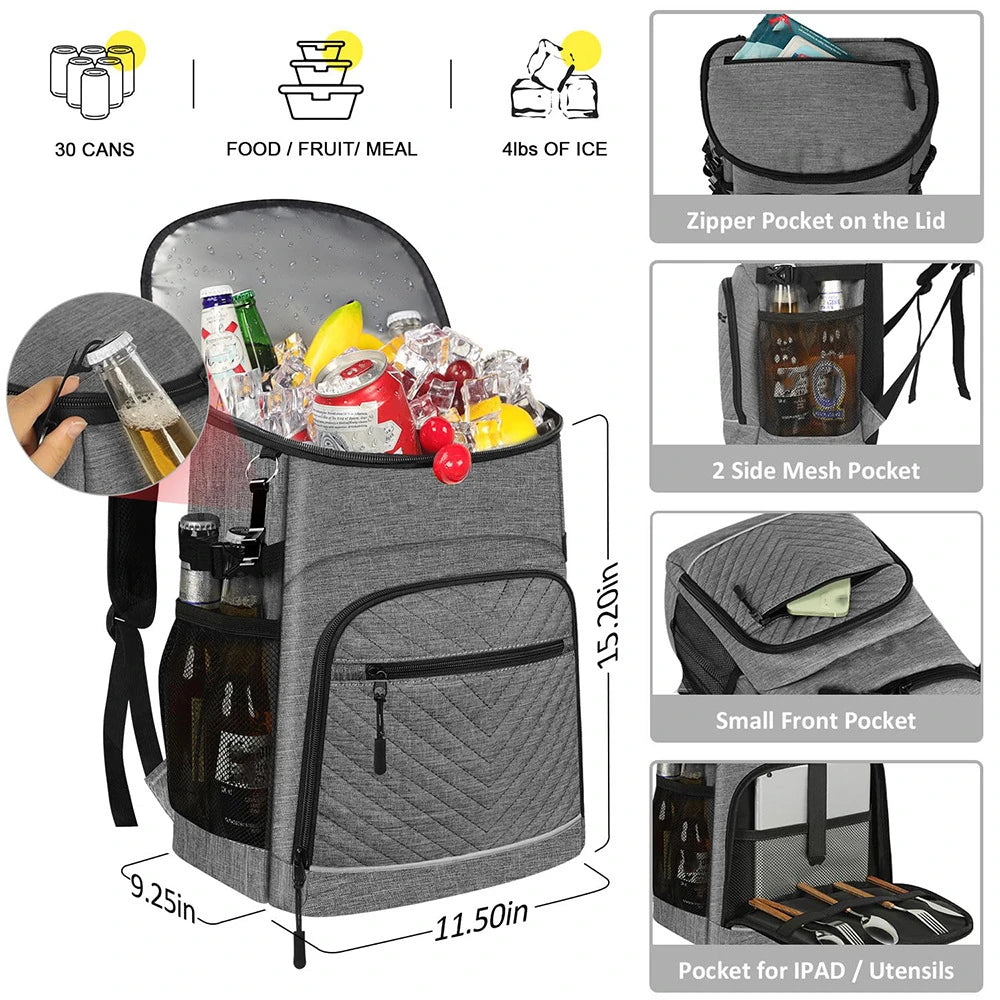 20L Portable Thermal Lunch Bag Food Box Durable Waterproof Cooler Ice Insulated Case BBQ Camping Oxford Dinner Backpacks Icebox