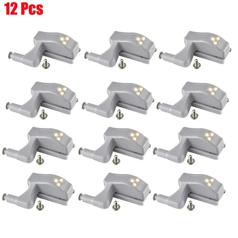 1-12Pcs Universal LED Inner Hinge Lamp Cabinet Induction Light Wardrobe Cupboard Sensor Lamp Bedroom Kitchen Closet Night Lights