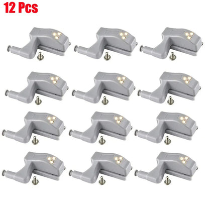 1-12Pcs Universal LED Inner Hinge Lamp Cabinet Induction Light Wardrobe Cupboard Sensor Lamp Bedroom Kitchen Closet Night Lights