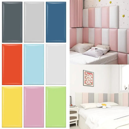 3D Soft Bag Back Wall Mat Anti-collision Waterproof Wall Sticker Wallpaper Self-adhesive Rectangular Wall Decoration Bathroom