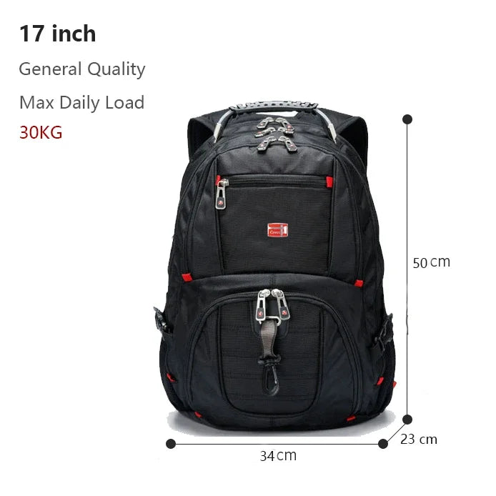 Swiss Multifunctional Durable 17 Inch Laptop Backpack Travel Bag College Bookbag with USB Charging Port Water Resistant