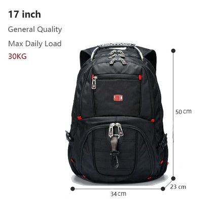 Swiss Multifunctional Durable 17 Inch Laptop Backpack Travel Bag College Bookbag with USB Charging Port Water Resistant