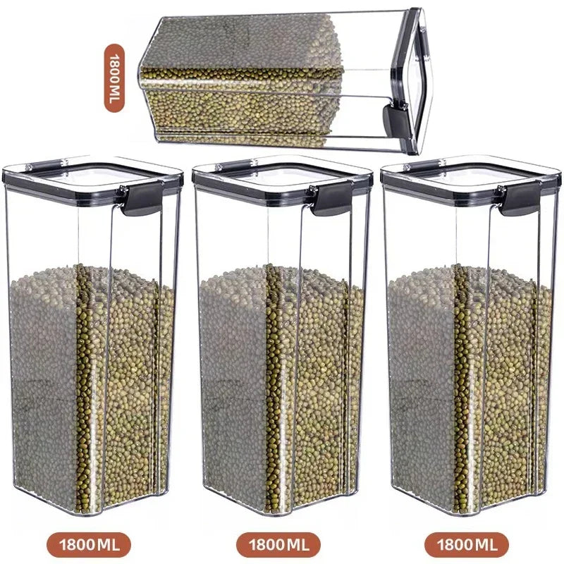 Sealed Jars Kitchen Grain Storage Organizer Large Tank Plastic Moisture-proof Storage Box Stackable Household Seasoning Jars Set