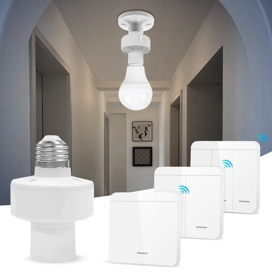Smart Bulb Holder E27 E26 Lamp Base Socket with Remote Control RF 433Mhz Light Switch AC85-265V 1/2/3 Gang Wireless Led Switch