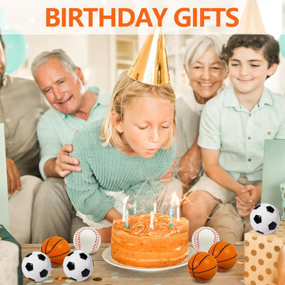 6/50Pcs Squeeze Soccer Ball Toys Sports Theme Birthday Party Favors Rubber Football Gift Cake Decor Goodie Bag Pinata Filler